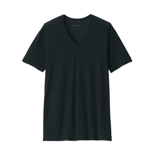 Men's Cool Touch Smooth V-Neck Short Sleeve T-Shirt Black MUJI