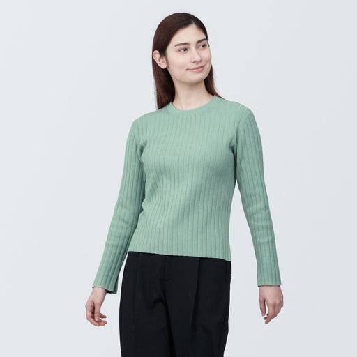 Women's Soybean Fiber Ribbed Crew Neck Sweater MUJI