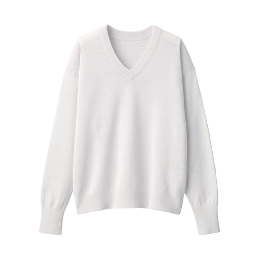 Women's Hemp Blend V-Neck Sweater Light Gray MUJI
