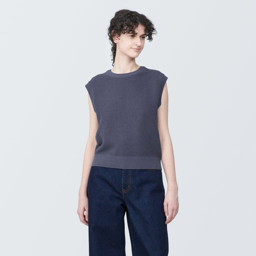 Women's High-Twist Mesh French Sleeve Sweater MUJI