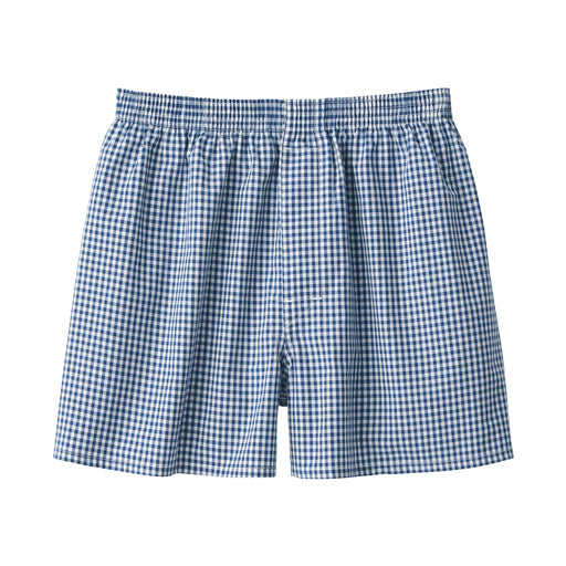 Men's Cotton Broadcloth Front Open Trunks Blue Check MUJI