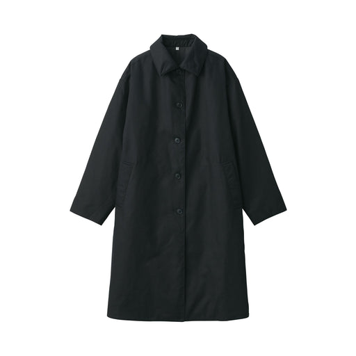 Women's Kapok Blend Stand Fall Padded Coat Black MUJI