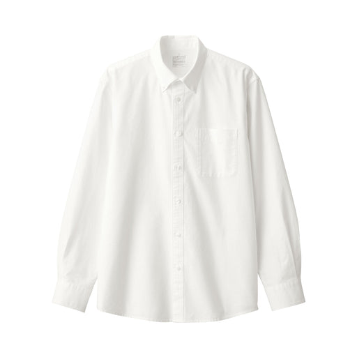 Men's Washed Oxford Button Down Shirt White MUJI