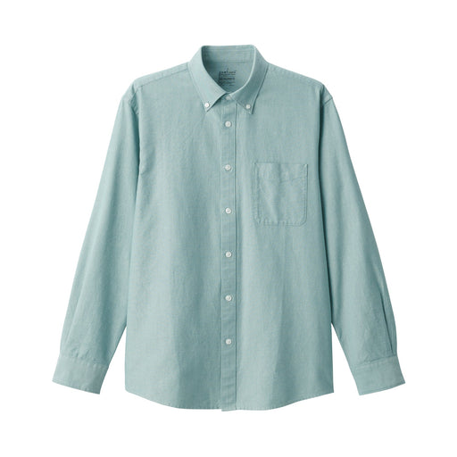 Men's Washed Oxford Button Down Shirt Green MUJI