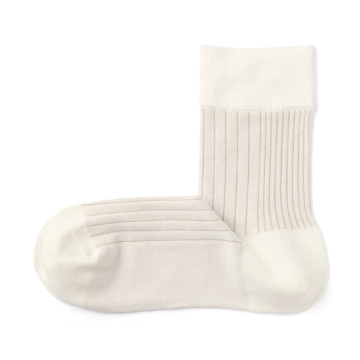 Lustrous Cotton Yarn Short Socks Off White 23-25cm (US W7-9/M5-7.5) MUJI