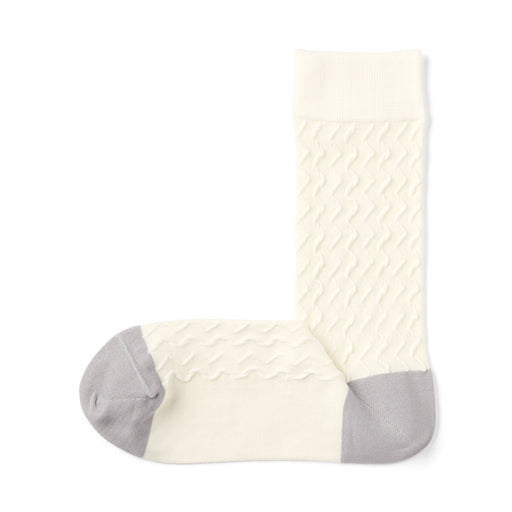 Lustrous Cotton Yarn Pattern Stitch Socks Off White Pattern 23-25cm (US W7-9 / M5-7.5) MUJI