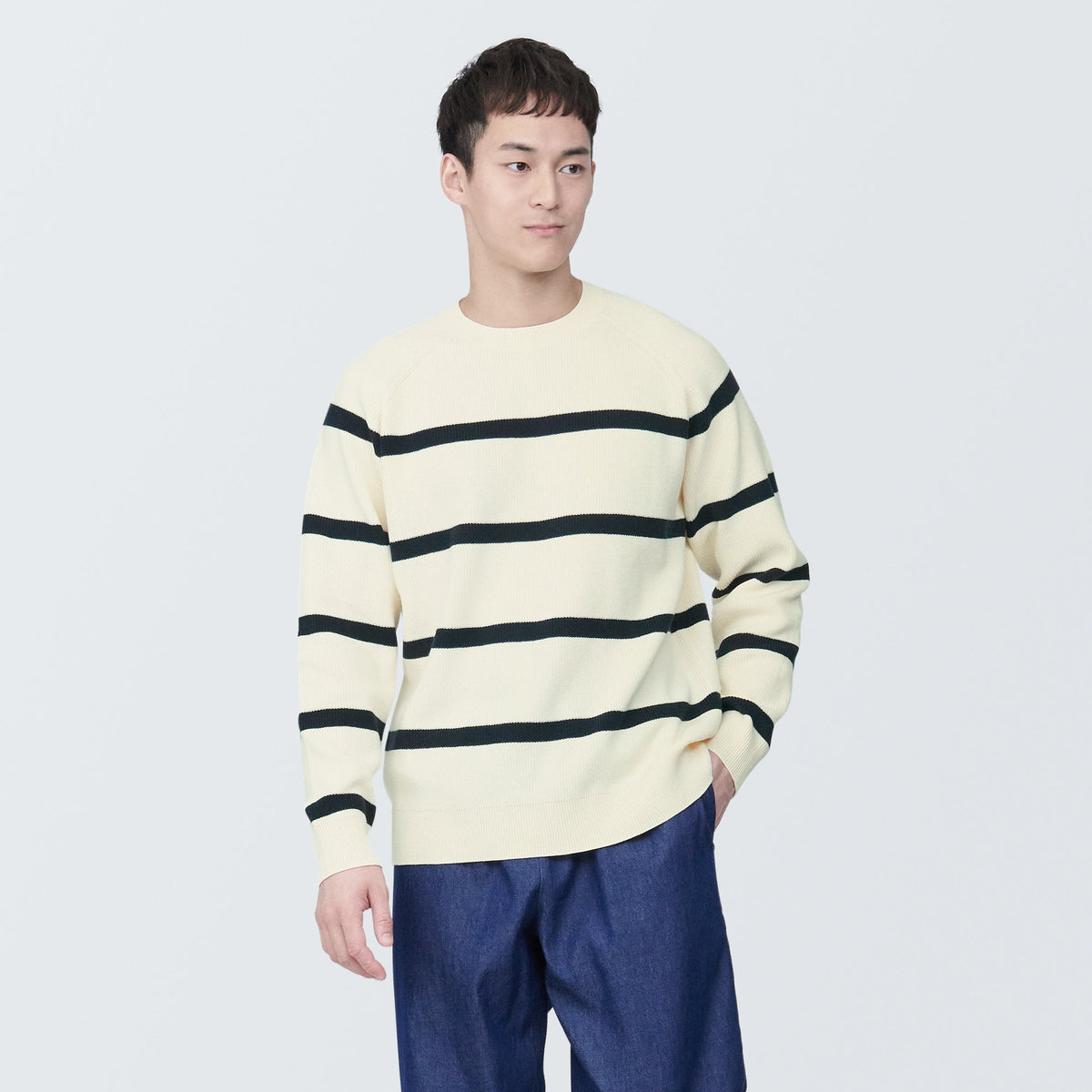 Men's Washable Ribbed Crew Neck Sweater | Spring Sweaters | MUJI USA