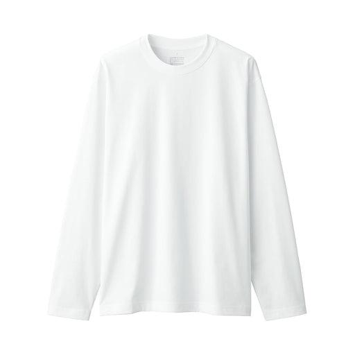 Men's Washed Jersey Crew Neck Long Sleeve T-Shirt White MUJI