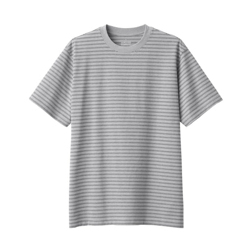 Men's Jersey Crew Neck Short Sleeve Striped T-Shirt Gray Stripe MUJI