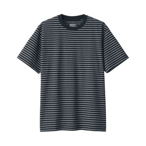 Men's Jersey Crew Neck Short Sleeve Striped T-Shirt Black Stripe MUJI