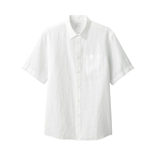 Men's Linen Short Sleeve Shirt White MUJI