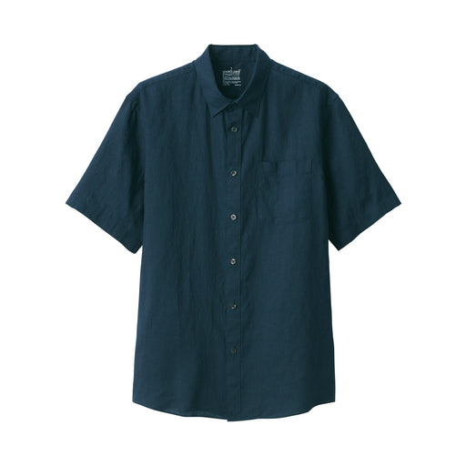 Men's Linen Short Sleeve Shirt Navy MUJI
