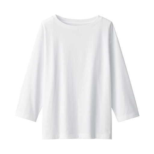 Women's Jersey Boat Neck 3/4 Sleeve T-Shirt White MUJI