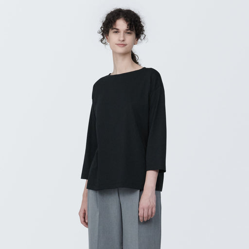 Women's Jersey Boat Neck 3/4 Sleeve T-Shirt MUJI