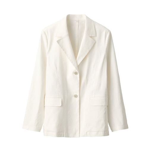Women's Stretchy Hemp Mix Tailored Jacket Off White MUJI