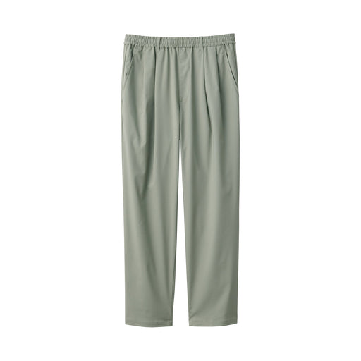 Men's Crease-Resistant Darted Wide Easy Pants Light Green MUJI