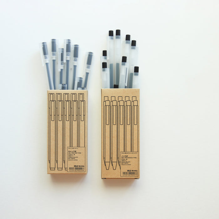 Muji Smooth Gel Ink Ballpoint Pen Knock Type 10-Pieces Set, 0.5 mm
